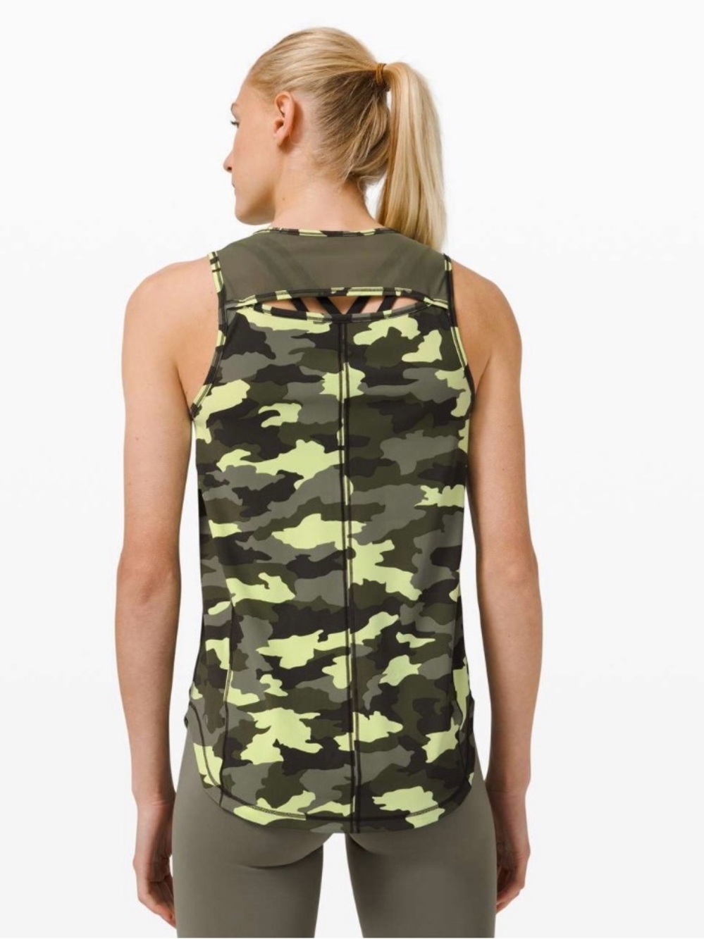 lululemon athletica Olive & Lime Camo Mesh-Back Tank